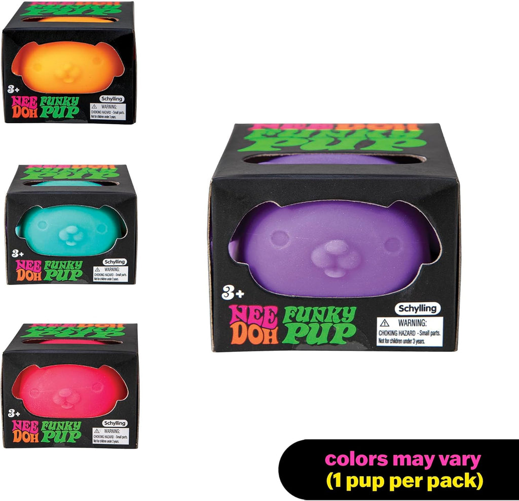 Schylling NeeDoh Funky Pups – Squishy Sensory Toy – Soft Dough Filling – Ages 3 and Up – Color May Vary; One Dog Per Pack
